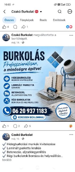 Czakó Burkolat – Betonozás, Hatvan
