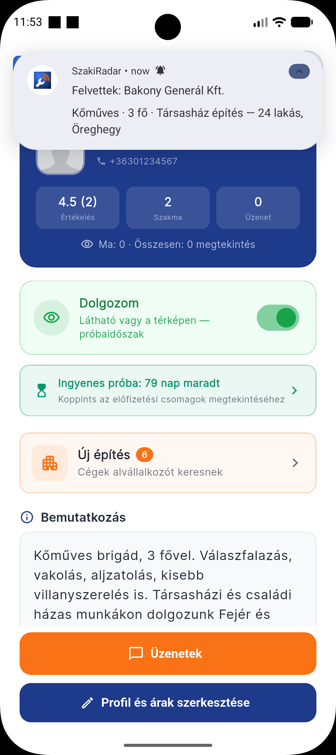 A szaki értesítése: Felvettek